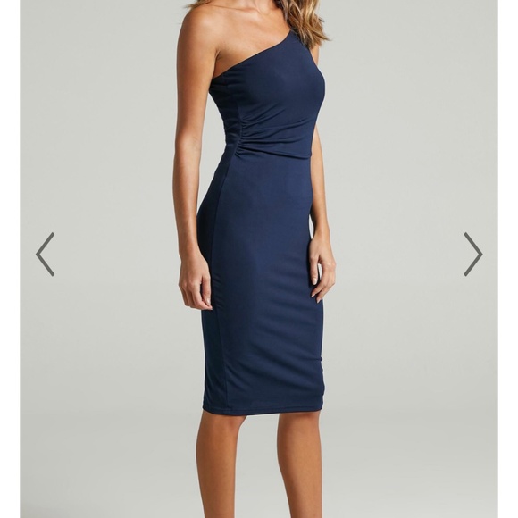 One Shoulder Bodycon Midi Dress in Navy - NWT, Size AU 8 (S) - Picture 2 of 4